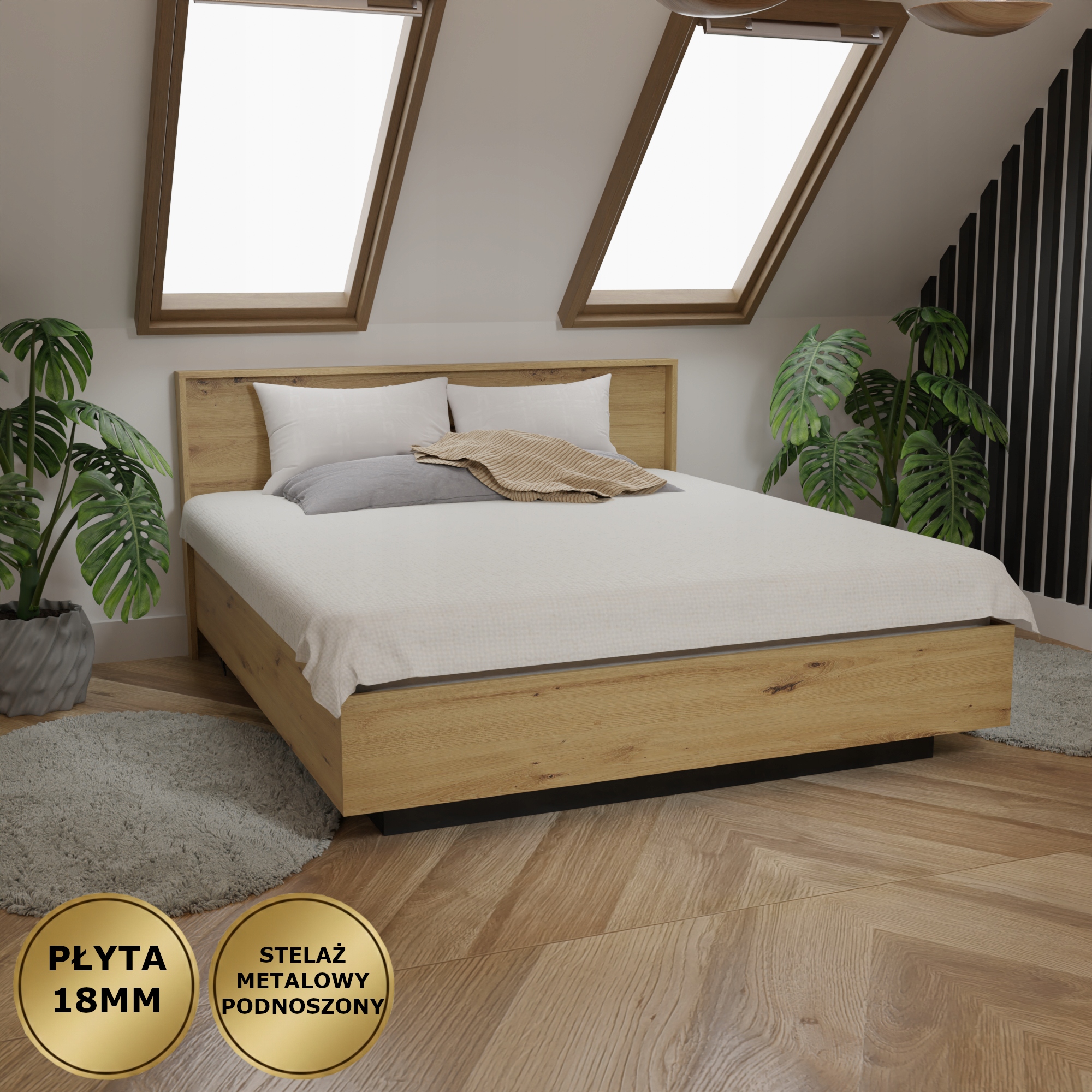 Levitující Postel Olivia 120X200 Kovová Konstrukce Zvedací Deska 18 MM