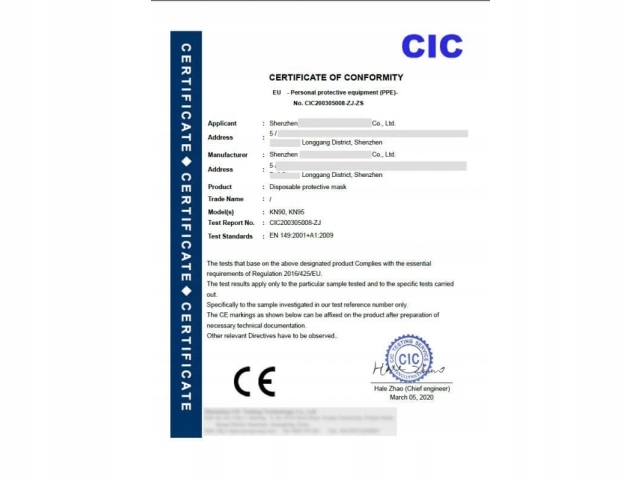 MASECZKA OCHRONNA ANTYBAKTERYJNA Z FILTREM FFP2 50 Model FFP2