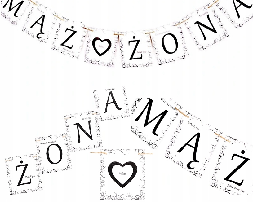 

Baner Weselny Mąż Żona Dekoracja Ślubna 100cm