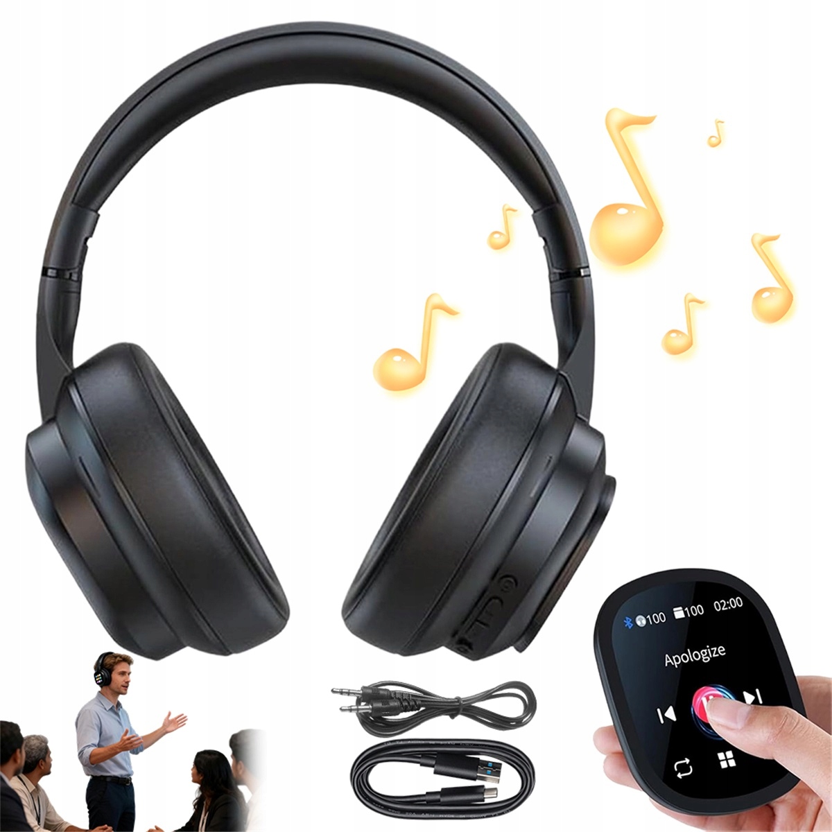 46 hodin provozu bezdrátových sluchátek s překladatelem 133 jazyků a LCD obrazovkou