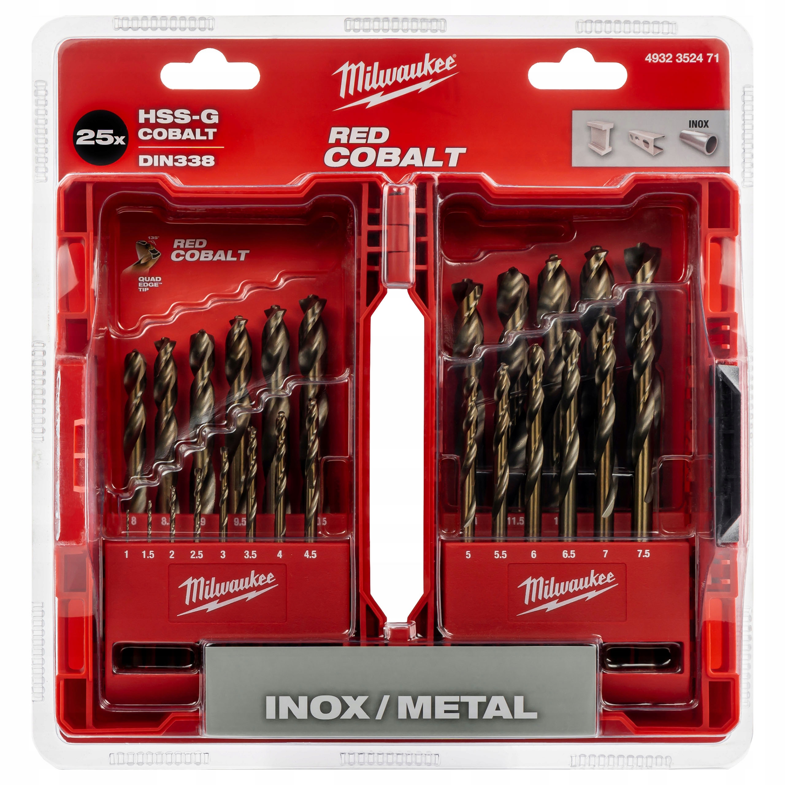 Sada kobaltových vrtáků do kovu 25 Ks Nerezové oceli Milwaukee Cobalt