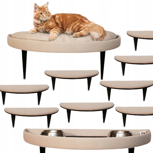 Levně Pelíšek pro kočky Police na zeď Jídelna 8 schodů Béžová