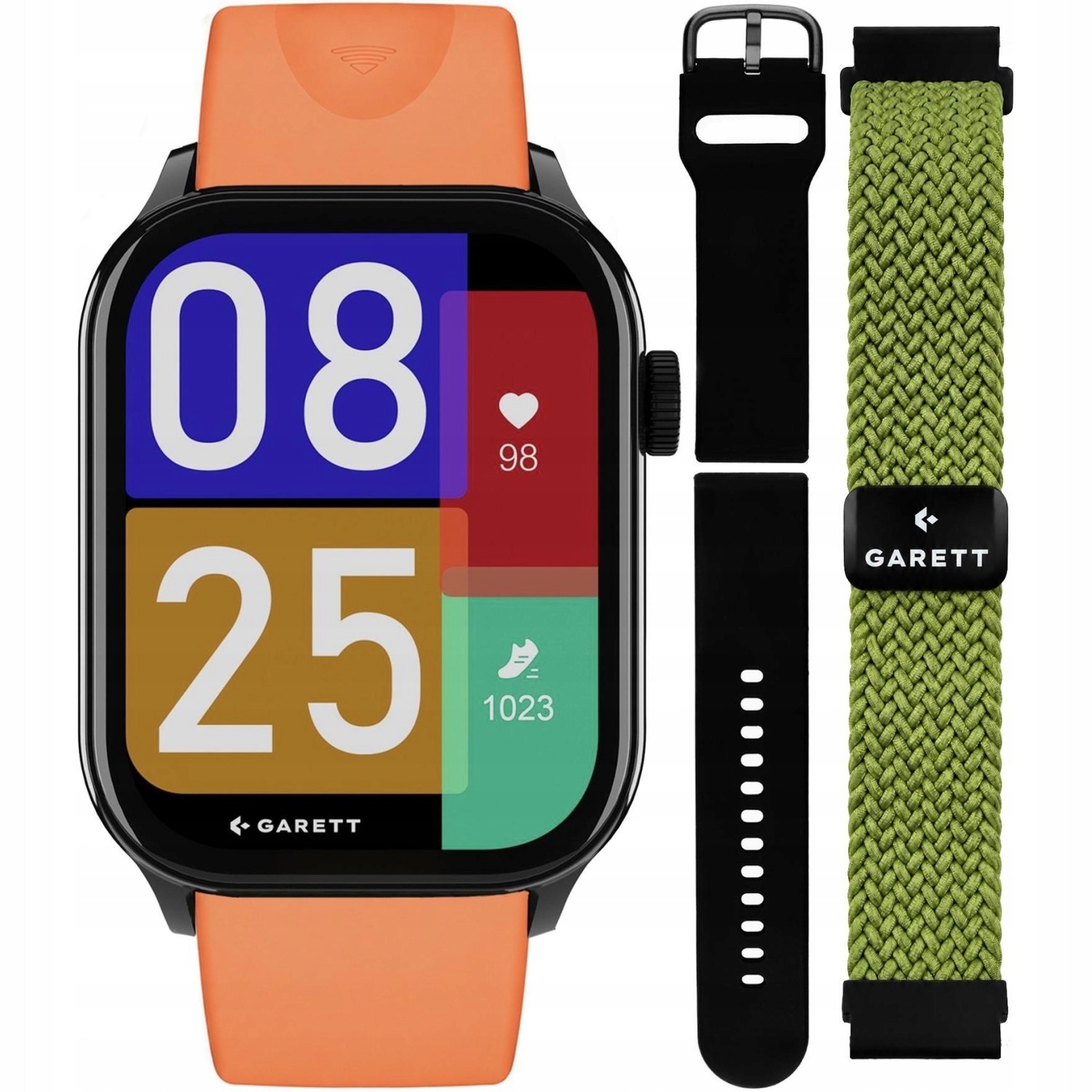 Chytré Hodinky dámské Garett 5904238487242-PAY-ORANGE s oranžovým řemínkem
