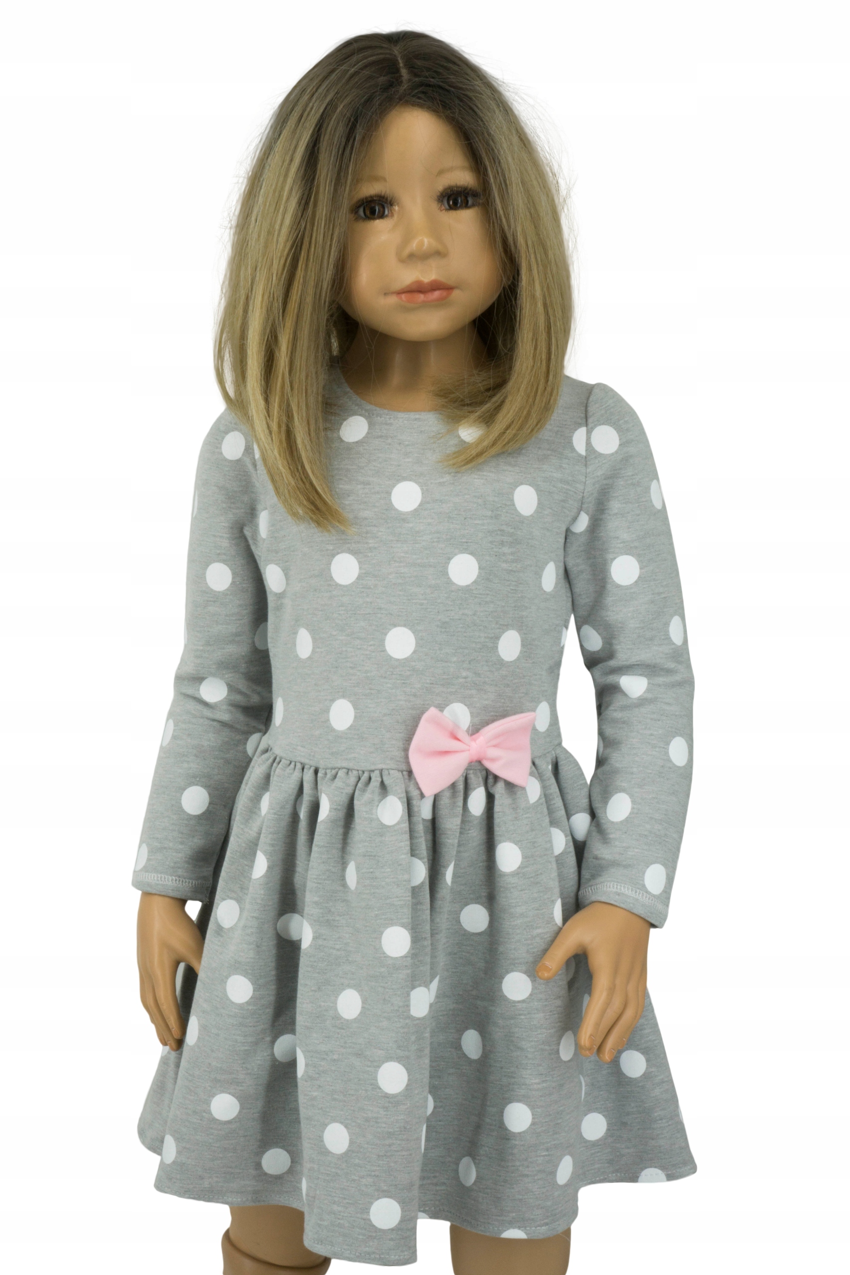 KD043 Sukienka z dzianiny PL rozmiar 128 Marka bez marki