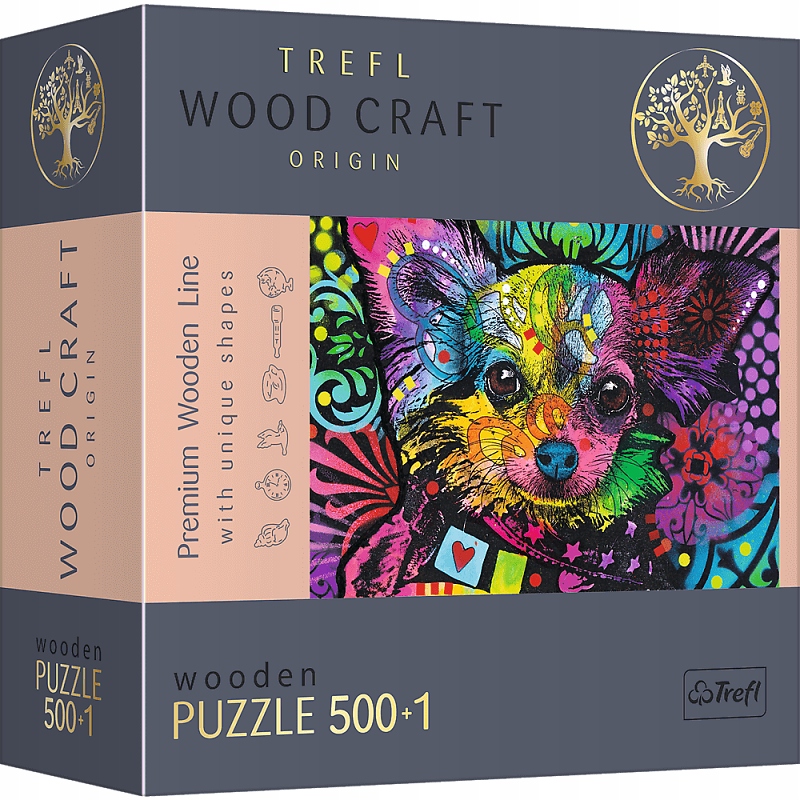 

Puzzle drewniane 500+1 Kolorowy szczeniak Trefl