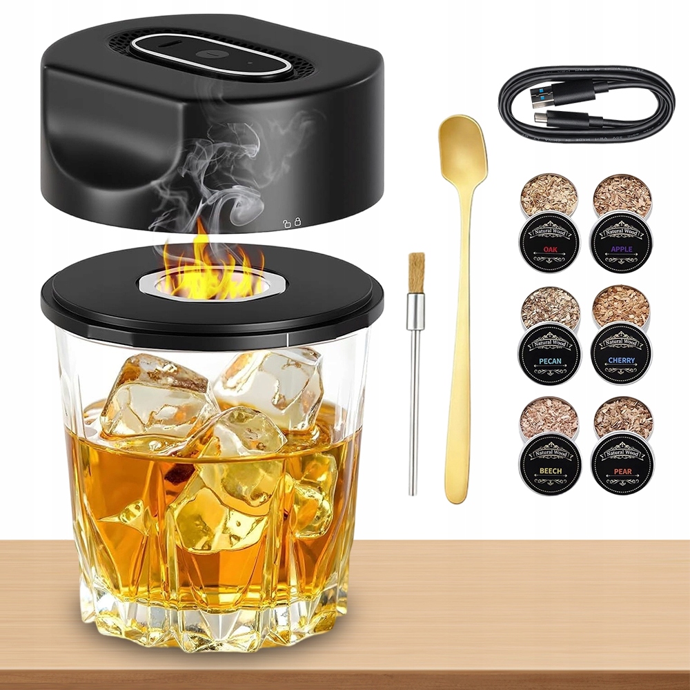 Sada na vaření whisky bez ohně, 6 příchutí dřeva pro nápoje a koktejly