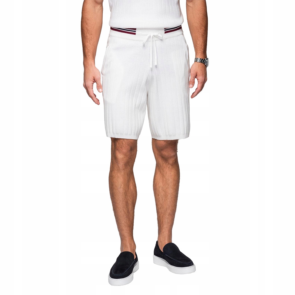 Bílé pánské šortky z viskózy, elegantní, módní kraťasy V1 OM-SRCS-0203 S