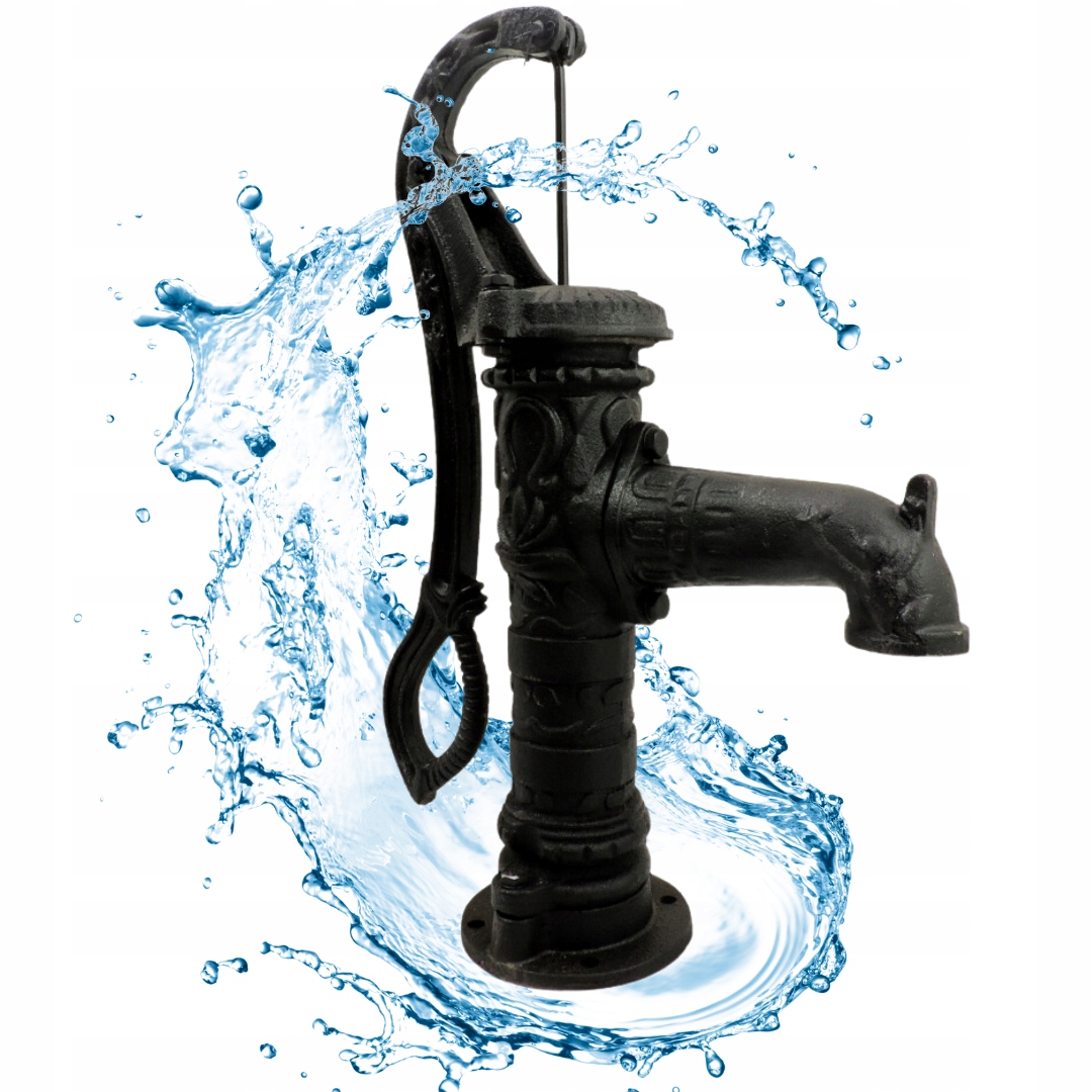 Pompa Abisynka Ręczna Ogrodowa Ozdobna Czarna Żeliwna Do Wody Mocna Wydajna