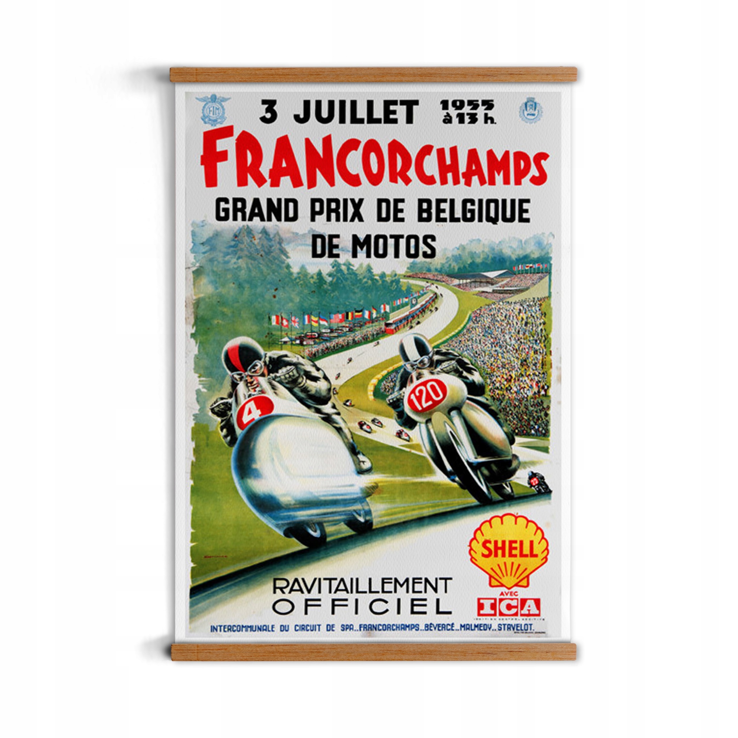 grafika s rámečkem Grand Prix Belgie '55 vintage A1