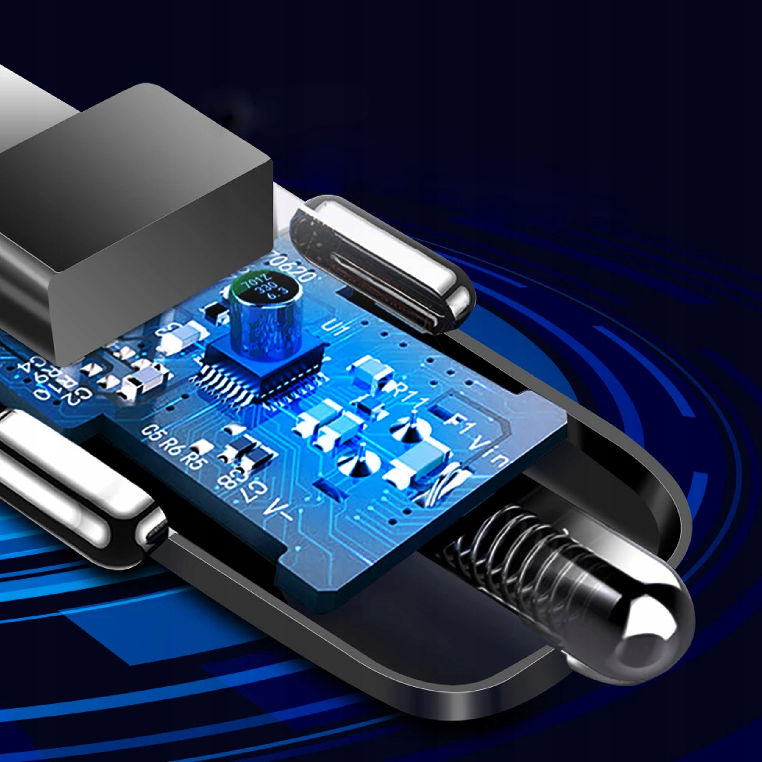 6A ŁADOWARKA SAMOCHODOWA USB QUICK CHARGE 3.0 LED Złącza USB