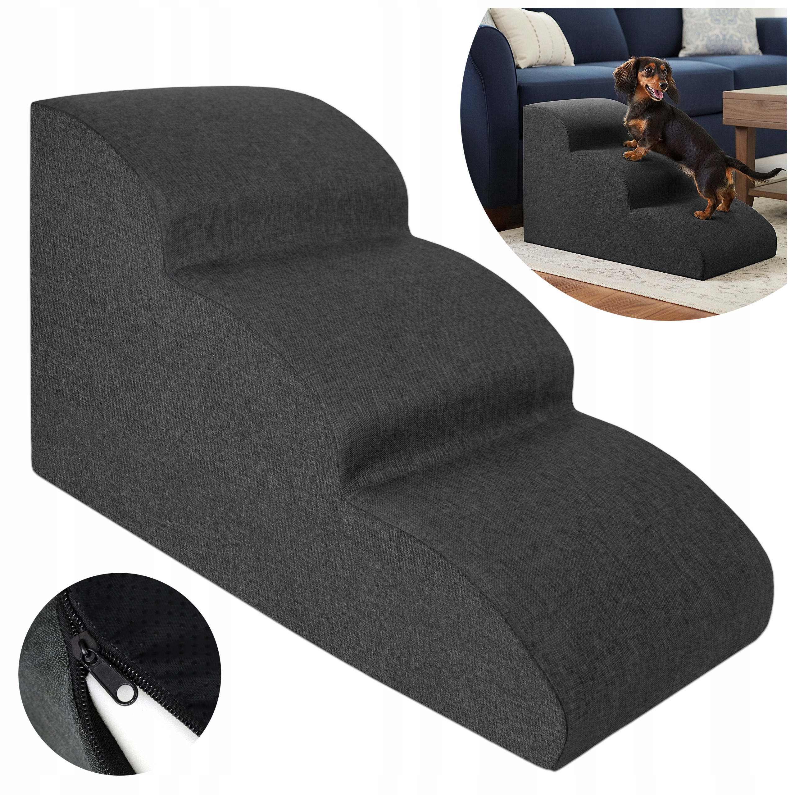 Levně Schůdky Pro Psa Pro Nastupování Plošina 3 Stupně 40 CM Mírná, Stabilní Rampa