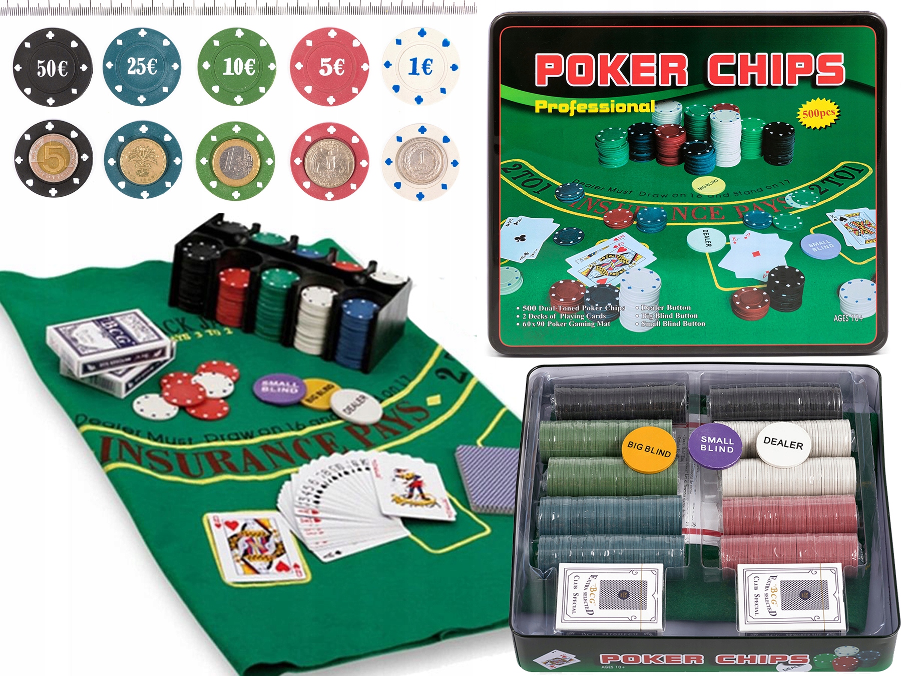 

Zestaw Do Pokera 500 Żetony Karty Mata Poker