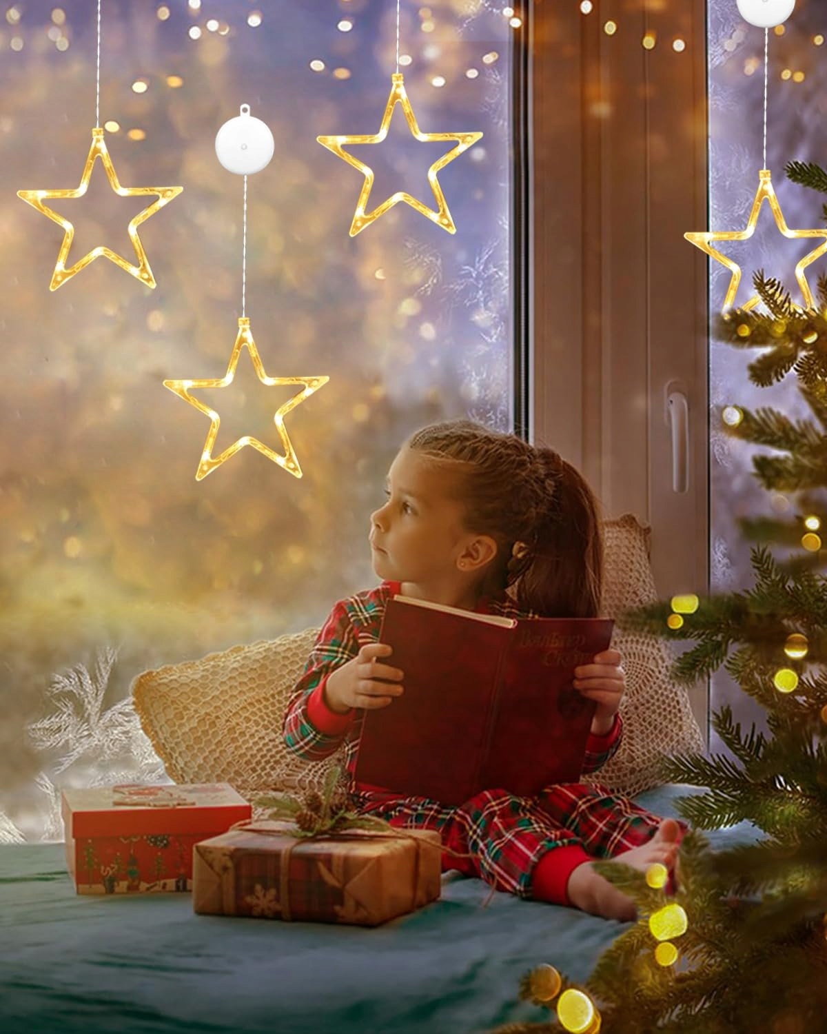 ANMOSSI GWIAZDY LED DEKORACJA ŚWIĄTECZNA BOŻONARODZENIOWA 3 SZTUKI TIMER — miniatura 5