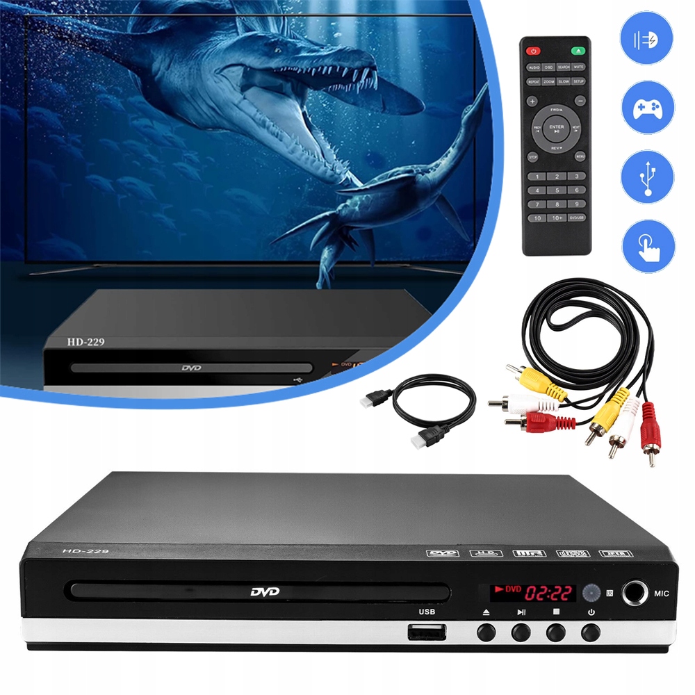 DVD Přehrávač, Kompaktní DVD Přehrávač Do Televize S Dálkovým Ovládáním, Černý