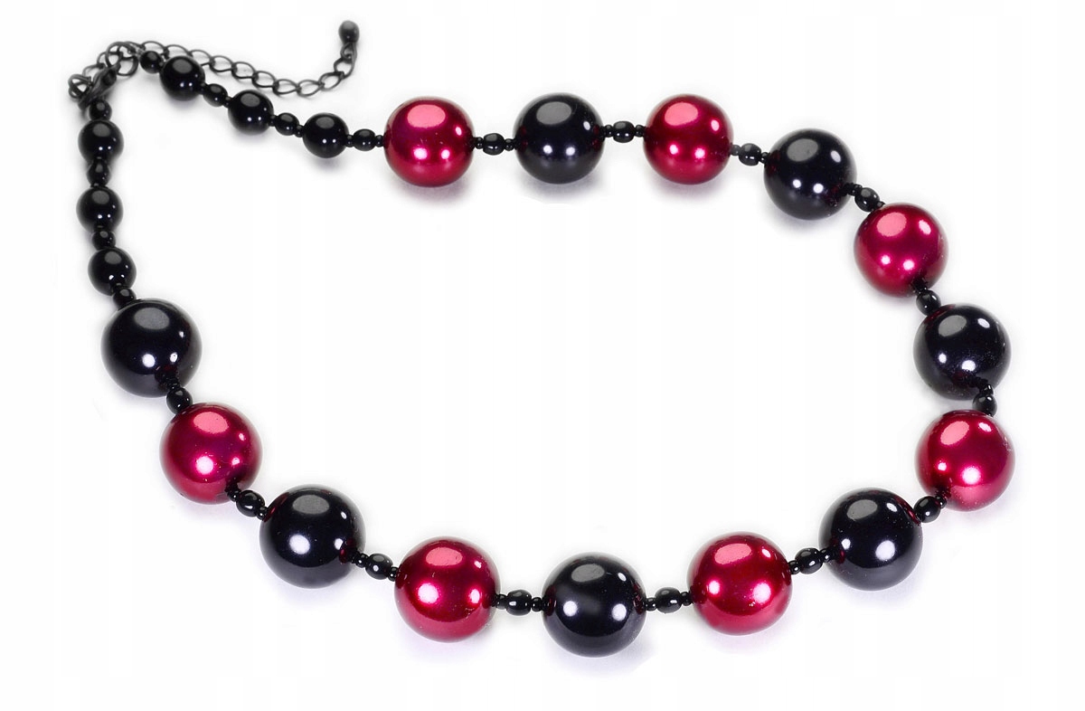 

Naszyjnik korale perły czerwony czarny Jablonex