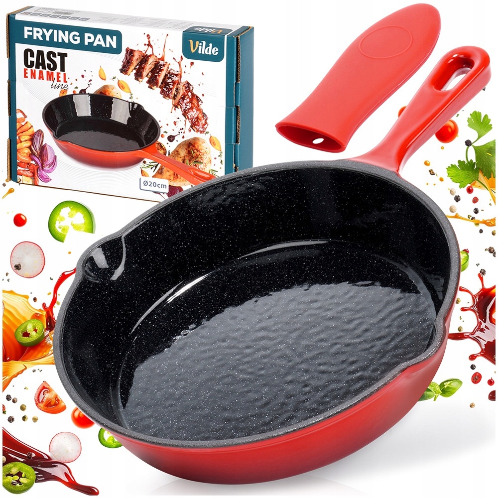 Patelnia Żeliwna Emaliowana do smażenia duszenia na grill ognisko 30 cm