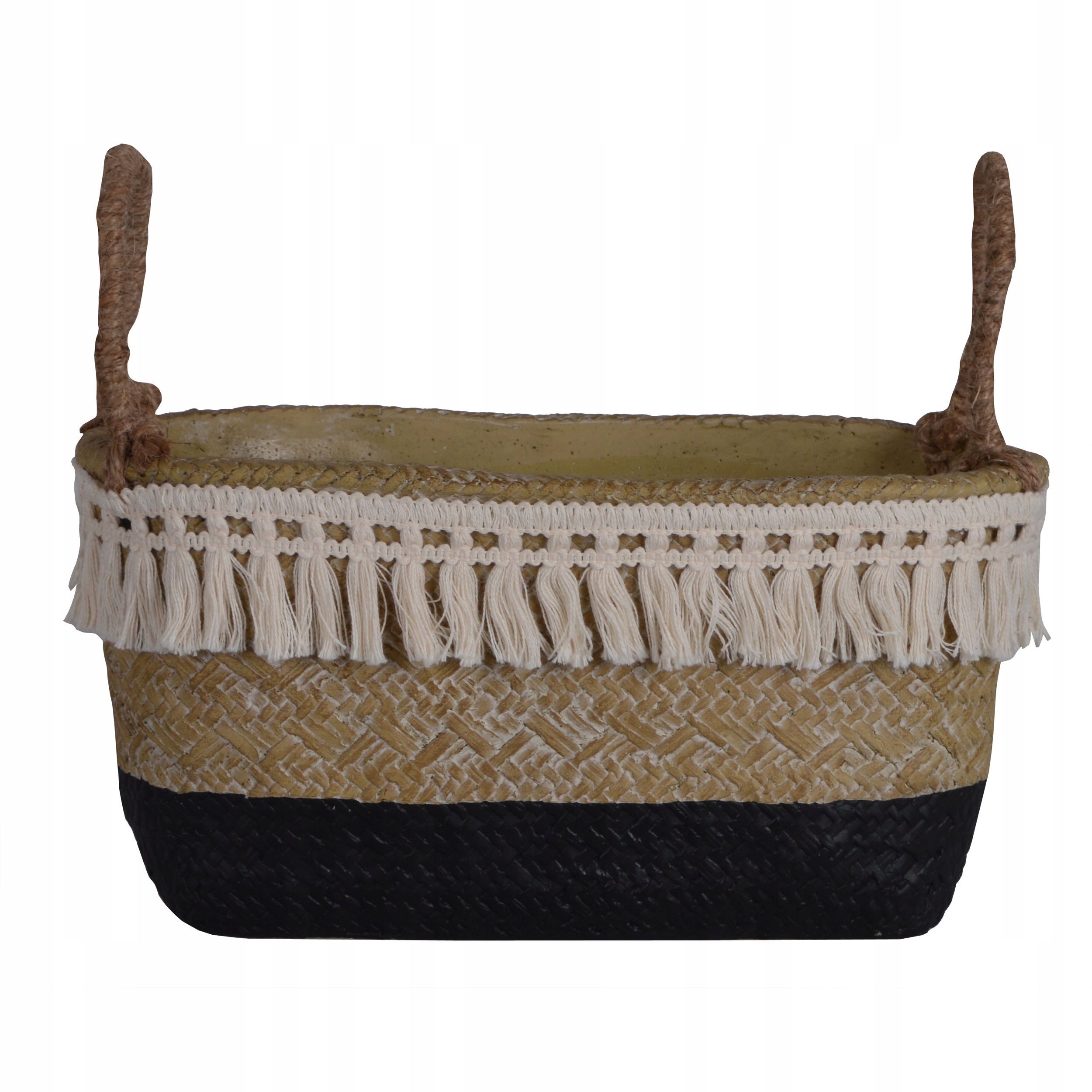 DONICZKA CERAMICZNA BOHO PODŁUŻNA BEŻOWO-CZARNA MAŁA