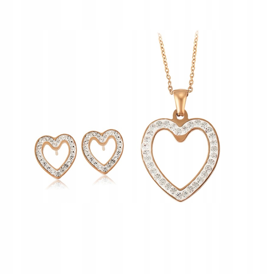 

Złoty Komplet Serce W Sercu Kr. Swarovski Pudełko