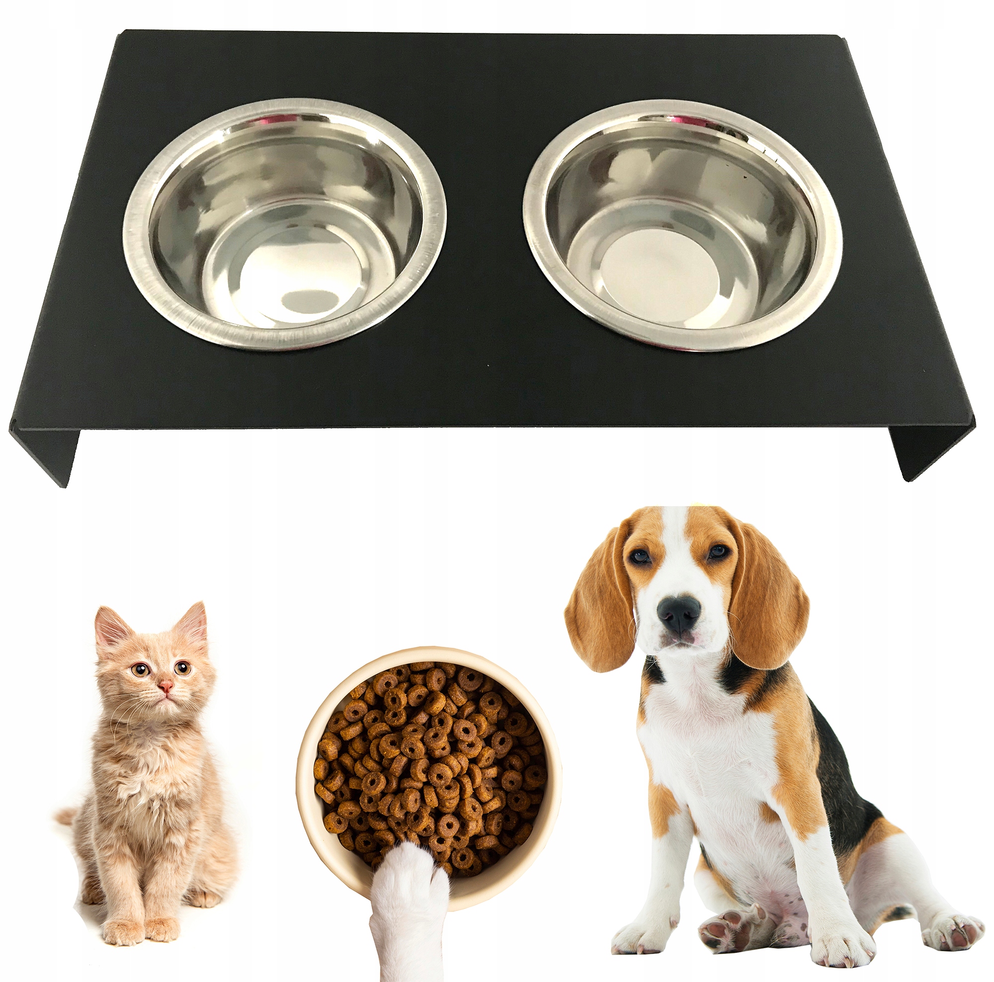 

Podwójna Miska Metalowa dla Psa Kota z Podstawką