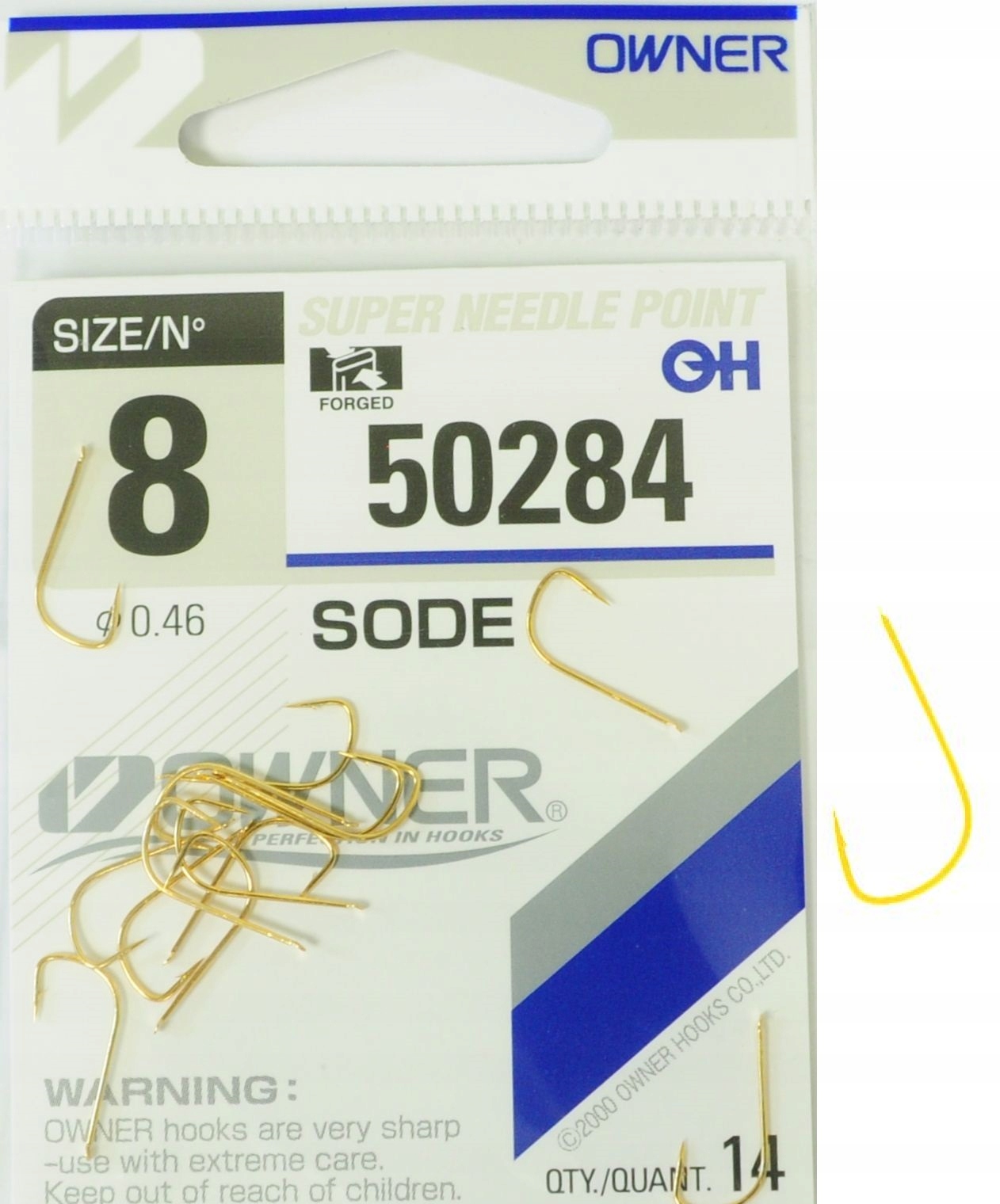 Nr 8 Haczyki Owner Sode 50284 Złote Bardzo Ostre