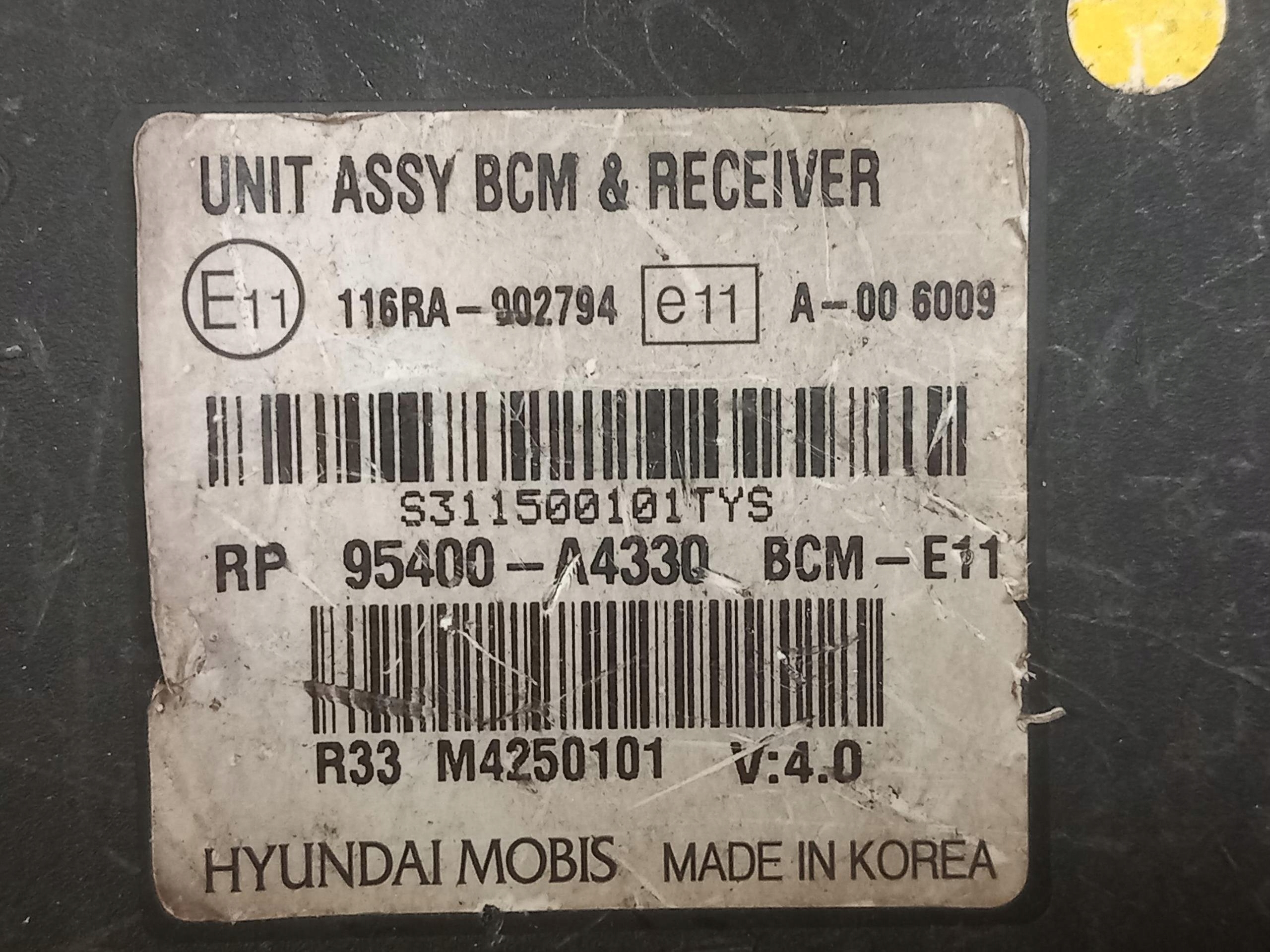 control unit module UNIT ASSY BCM KIA CARENS IV 95400-A4330 13-19