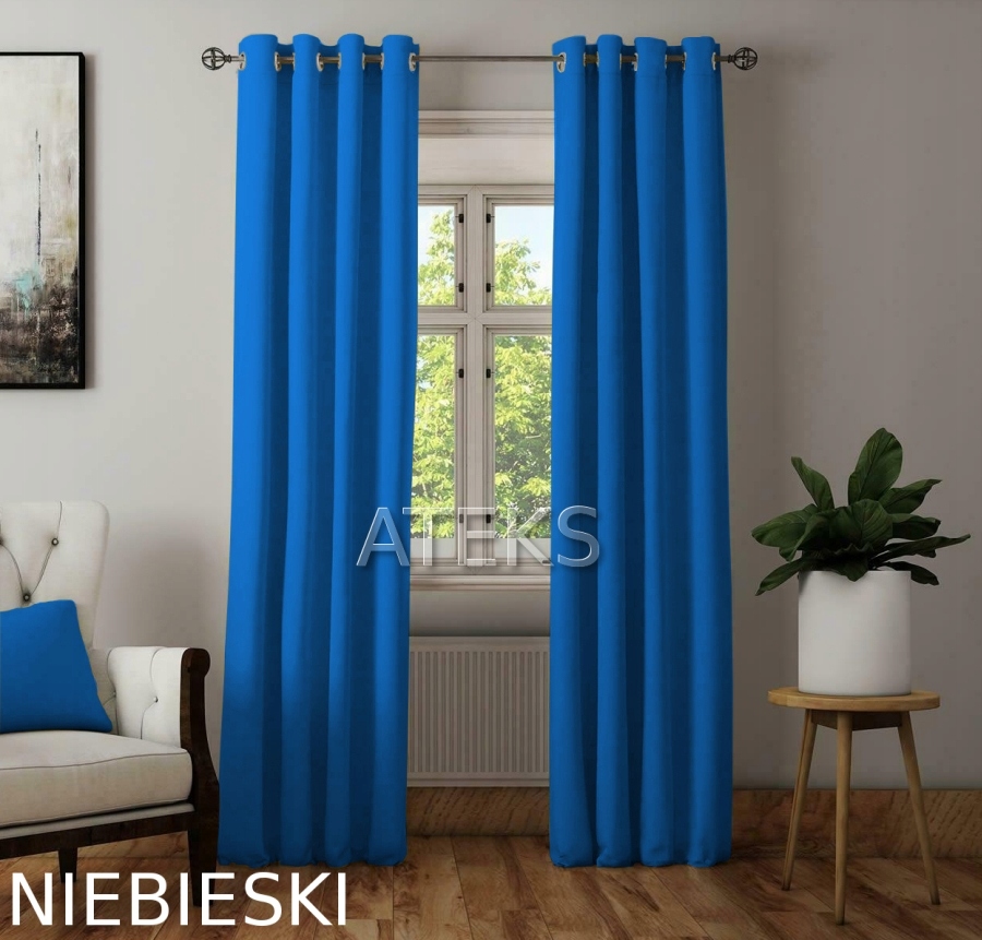 ZASŁONY MATOWE ZASŁONA PRZELOTKI 145x250 niebieski Wzór gładki