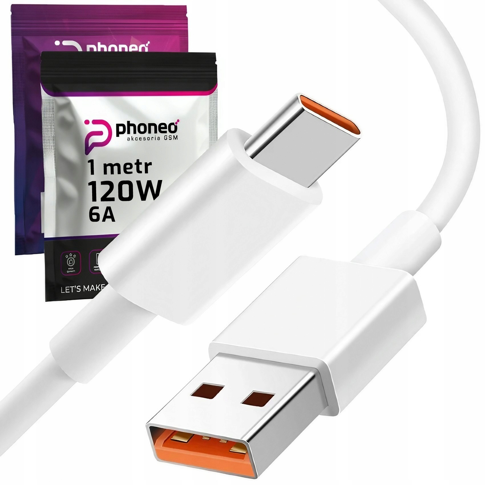 Kabel Phoneo USB - USB 3.1 typ C 1 m biały
