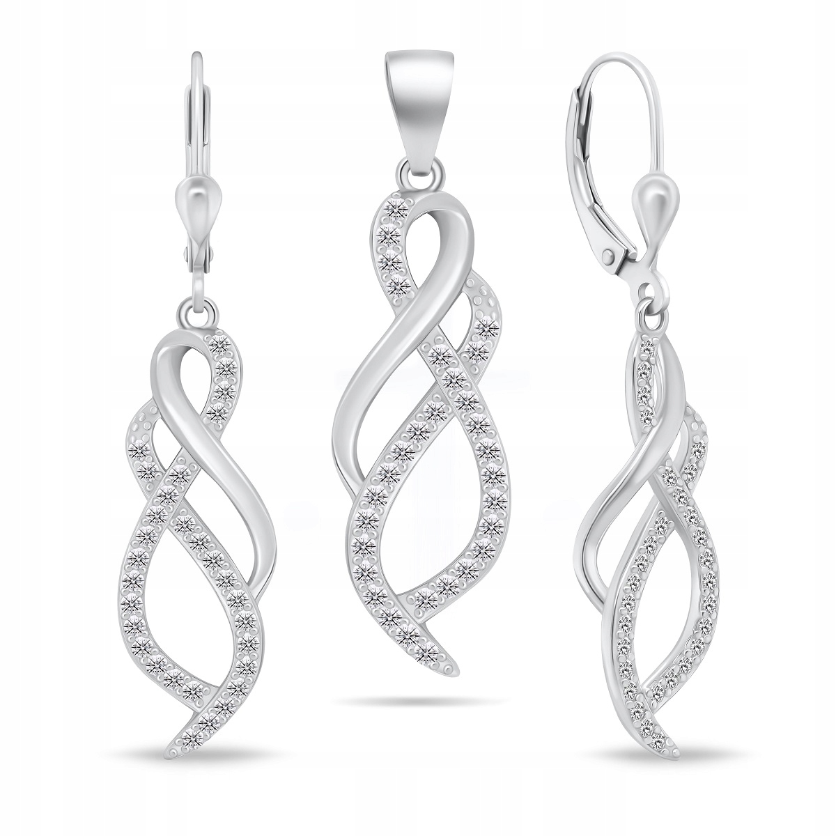 Brilio Silver Stříbrný set šperků se zirkony SET222W (náušnice, přívěsek)