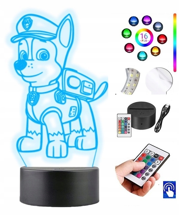 

Lampka Nocna Psi Patrol Rgb Led Plexido
