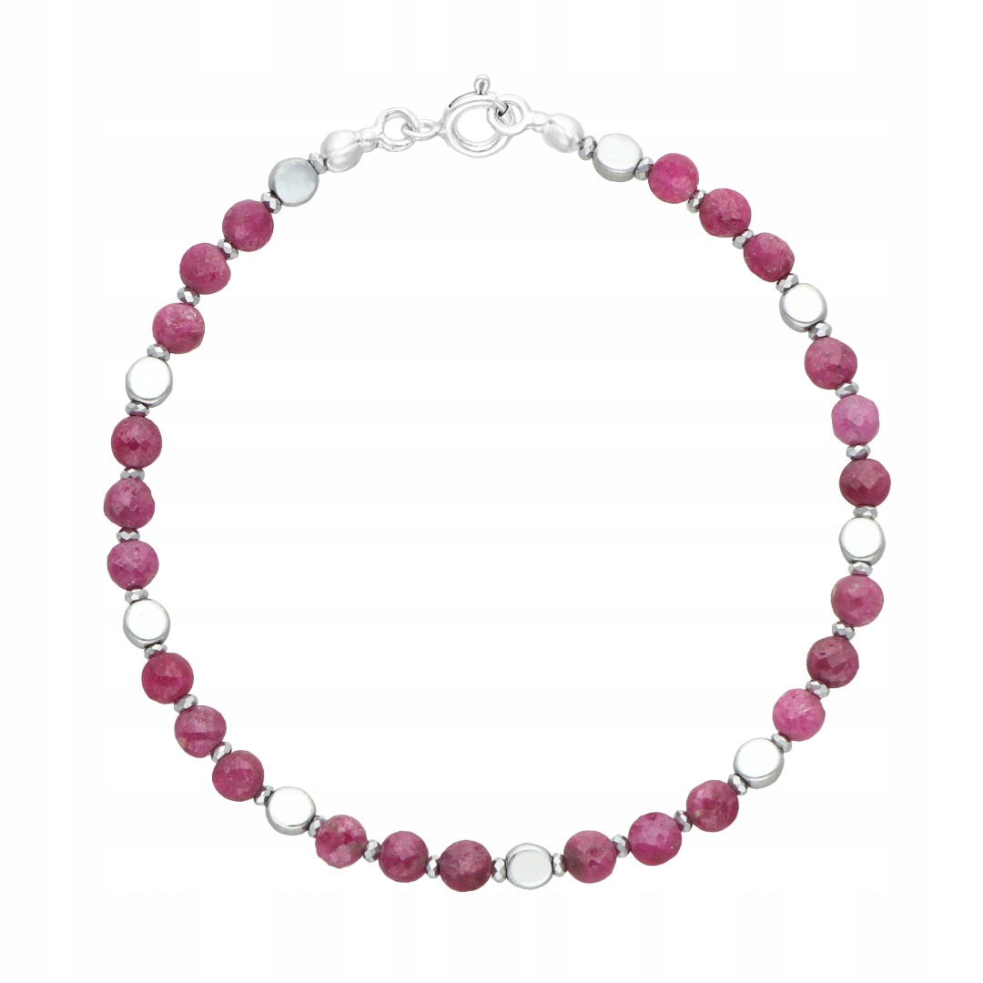 Náramek s rubíny a hematitem stříbro