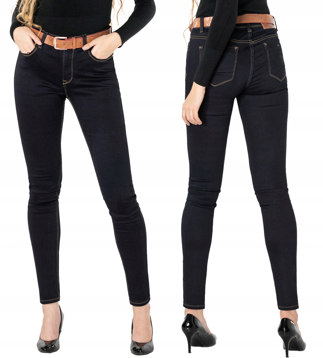 

Spodnie Jeansy Damskie Ocieplane Rurki 175 W 28
