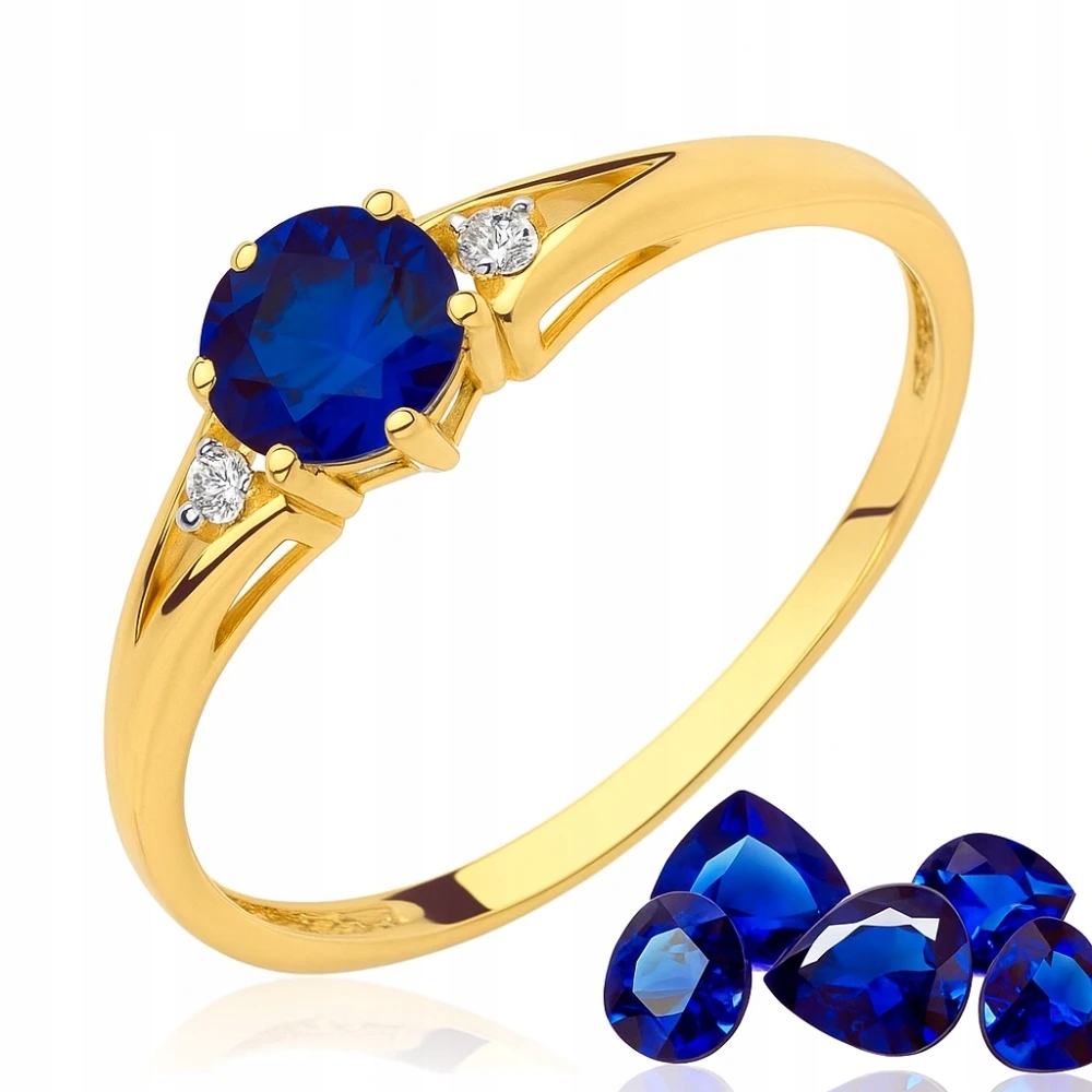 Zlatý Prstýnek 585 Zásnubní Safírový Kámen Tmavě Modré Očko Vel. 19