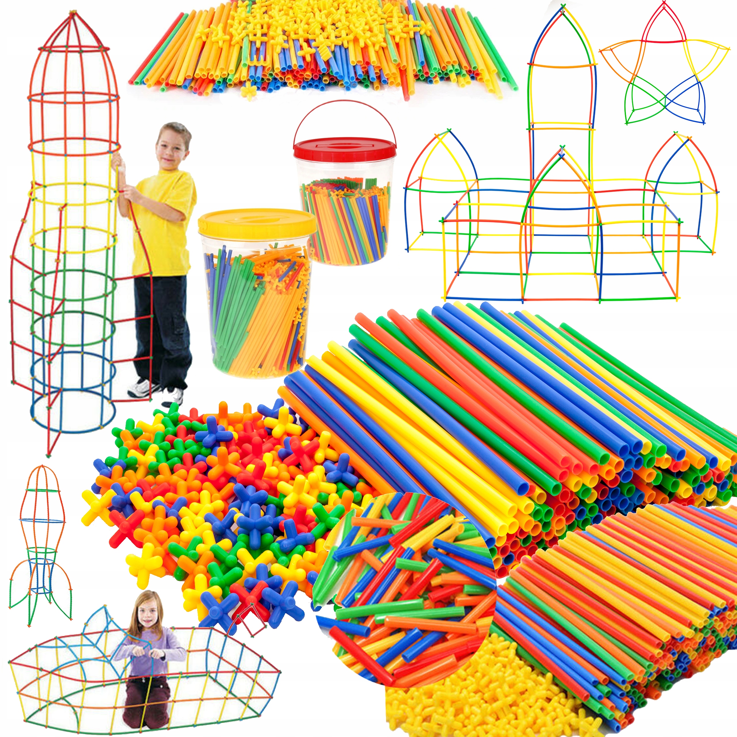 

Klocki Słomki Konstrukcyjne Patyczki Rurki 3200 El