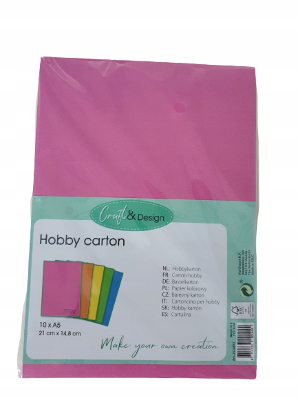 

Papier kolorowy hobby carton A5 200g pięć kolorów!