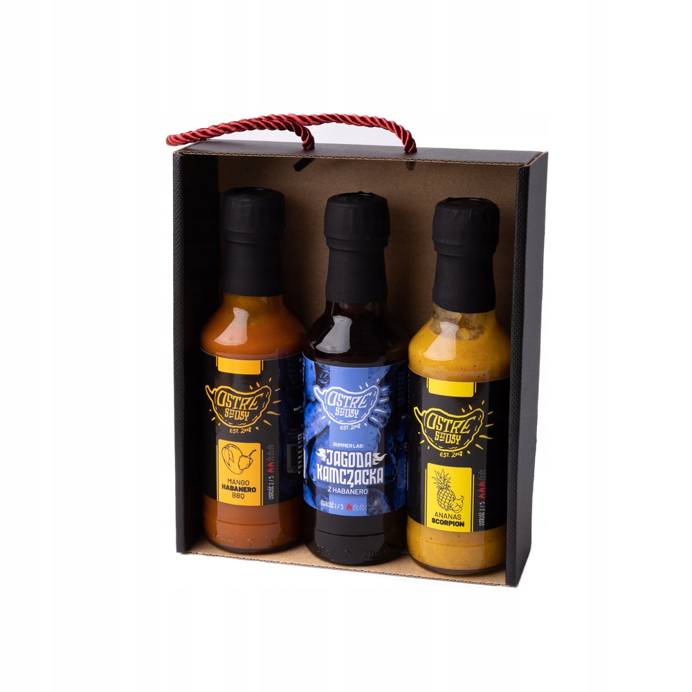 Levně Sada chilli omáček Ovocný štos – mango, borůvka a ananas – 3×200 ml