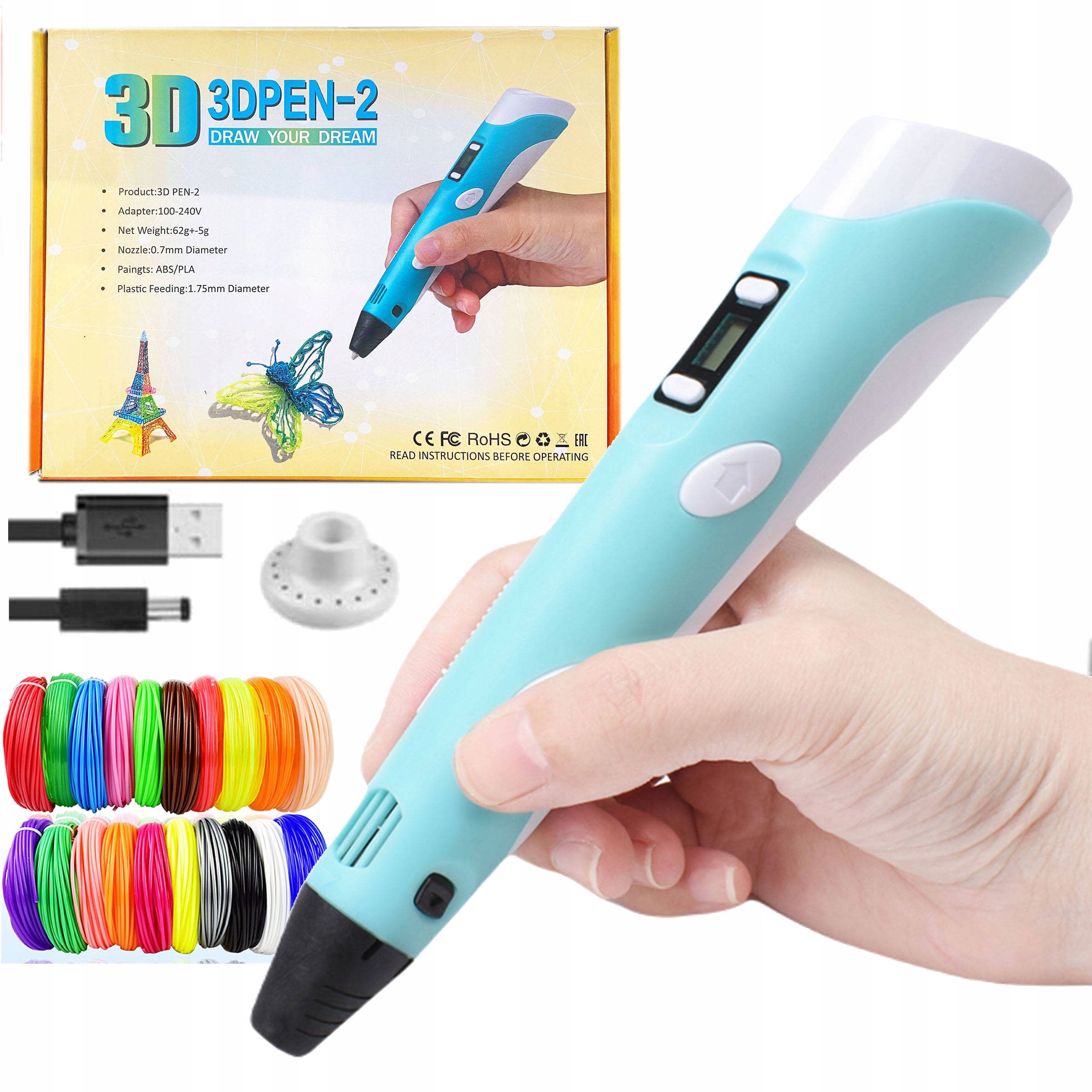 

Długopis 3D Pen 2 Drukarka Kolorowe Wkłady 115m