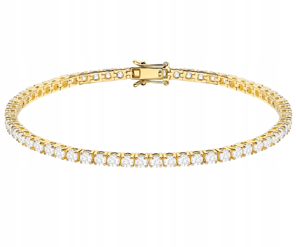 Zlatý náramek 585 s diamanty Lab 3,96 Ct 18 Cm jako Dárek Gravírování