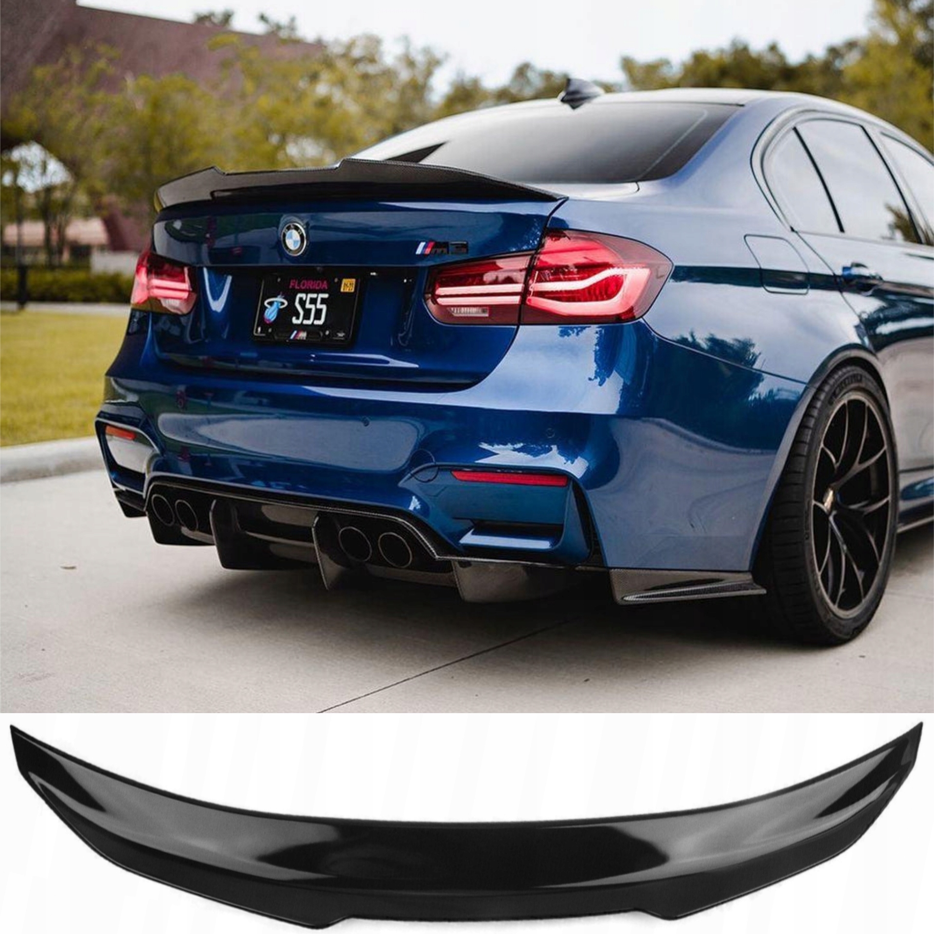 Bmw F30 Letka Zadní Krytka Na Klapku Spoiler Psm Look Černý Lesk