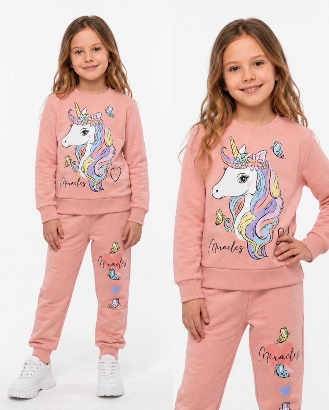 Dres sportowy 104 bluza spodnie Komplet dla dziewczynki Unicorn Jednorożec