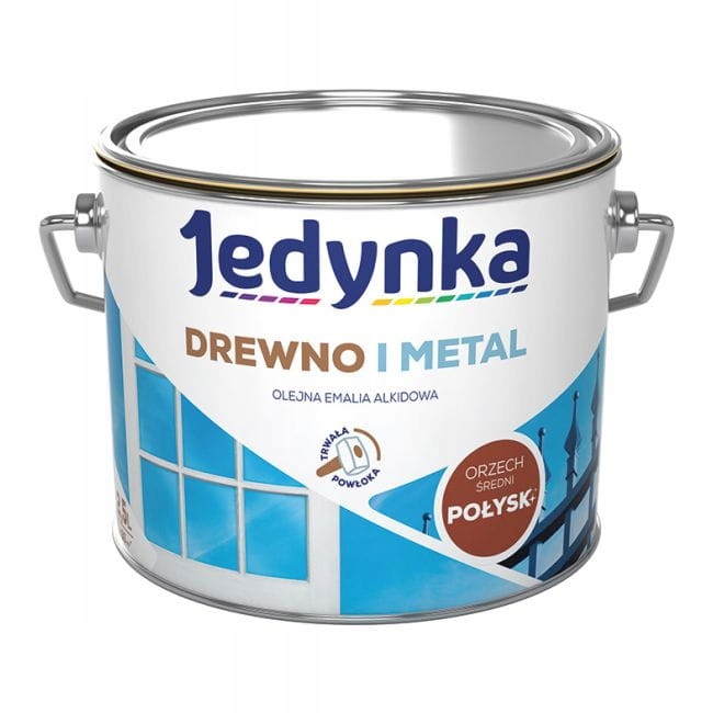 Jedynka Farba do drewna i metalu orzech średni 2,5L Połysk Emalia Alkidowa