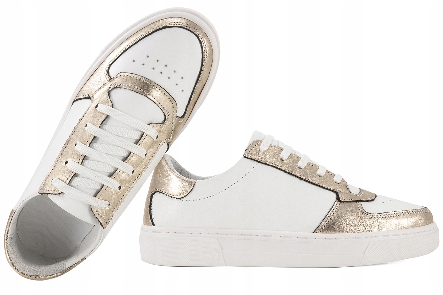 Loretta Vitale T7217 Dámské Sportovní Kožené Polobotky, bílé