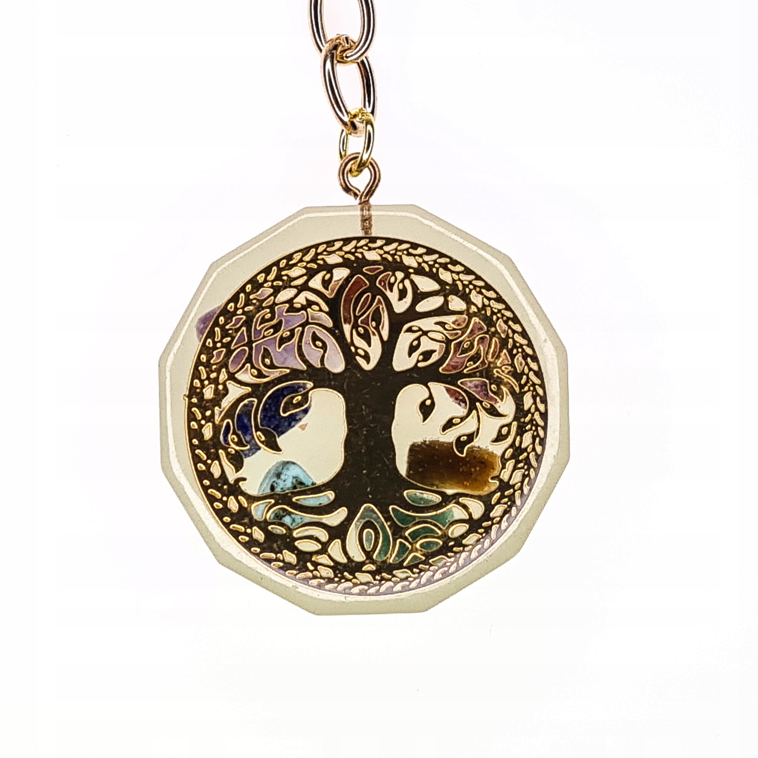 ŚWIECĄCY BRELOK LUMINESCENCYJNY DRZEWO ŻYCIA AMETYST TURKUS OPAL ZAWIESZKA