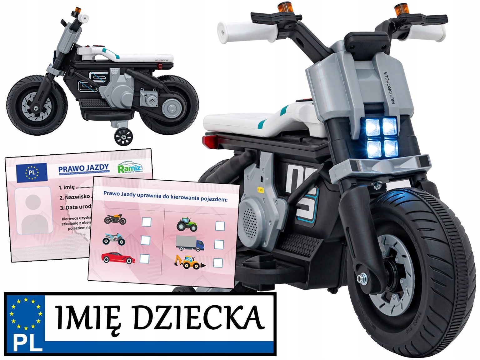 Motorek dla dzieci Future 88 na akumulator Tablica Imienna