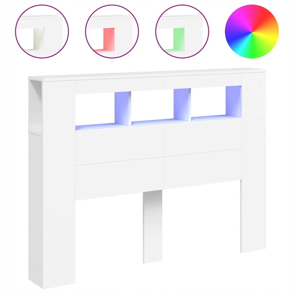 Čelo s úložným prostorem, materiál na bázi dřeva, bílá barva, 140x18,5x