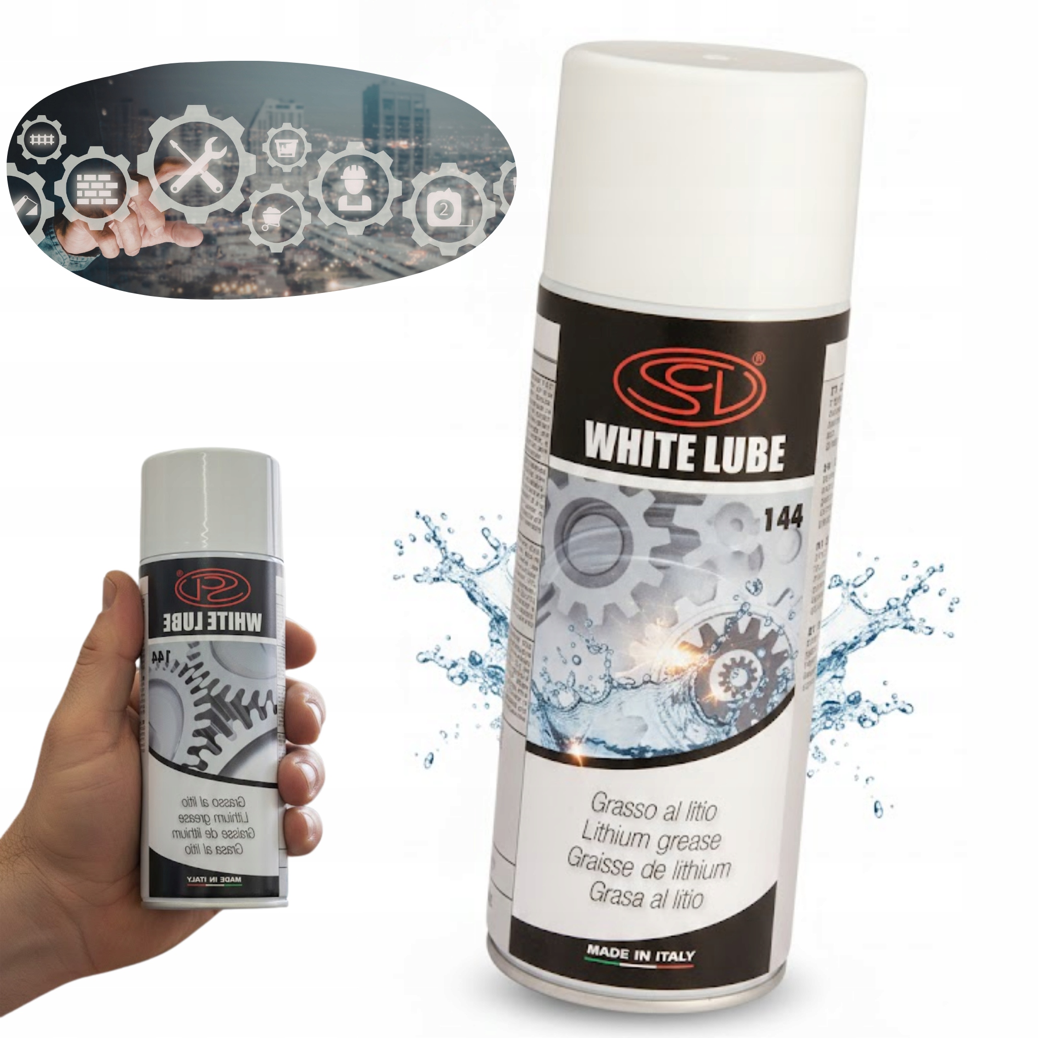 Smar Biały Litowy W Sprayu Do Łańcuchów Zawiasów Wodoodporny 400ML