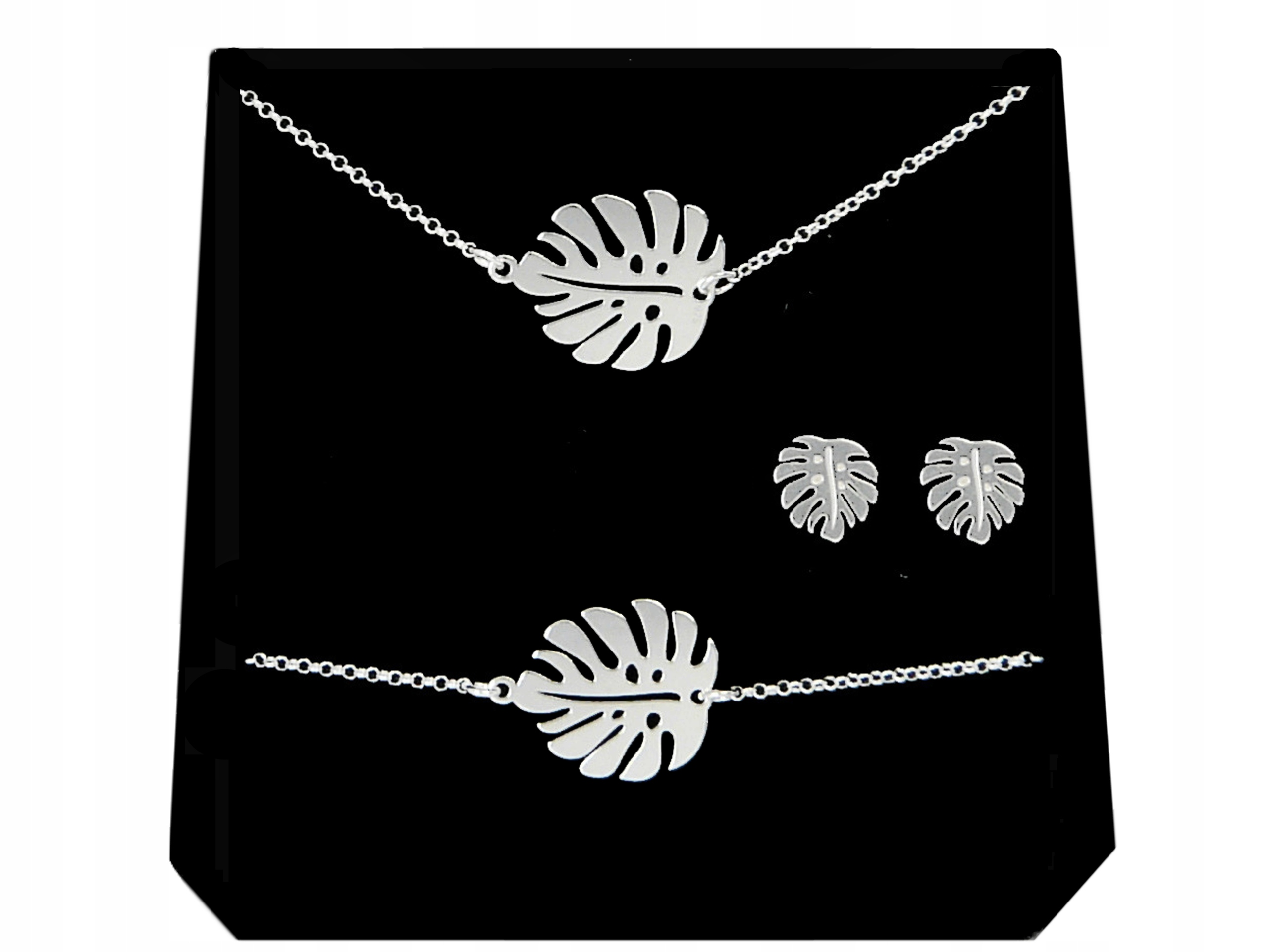 

Komplet Liść Monstery Monstera srebro 925