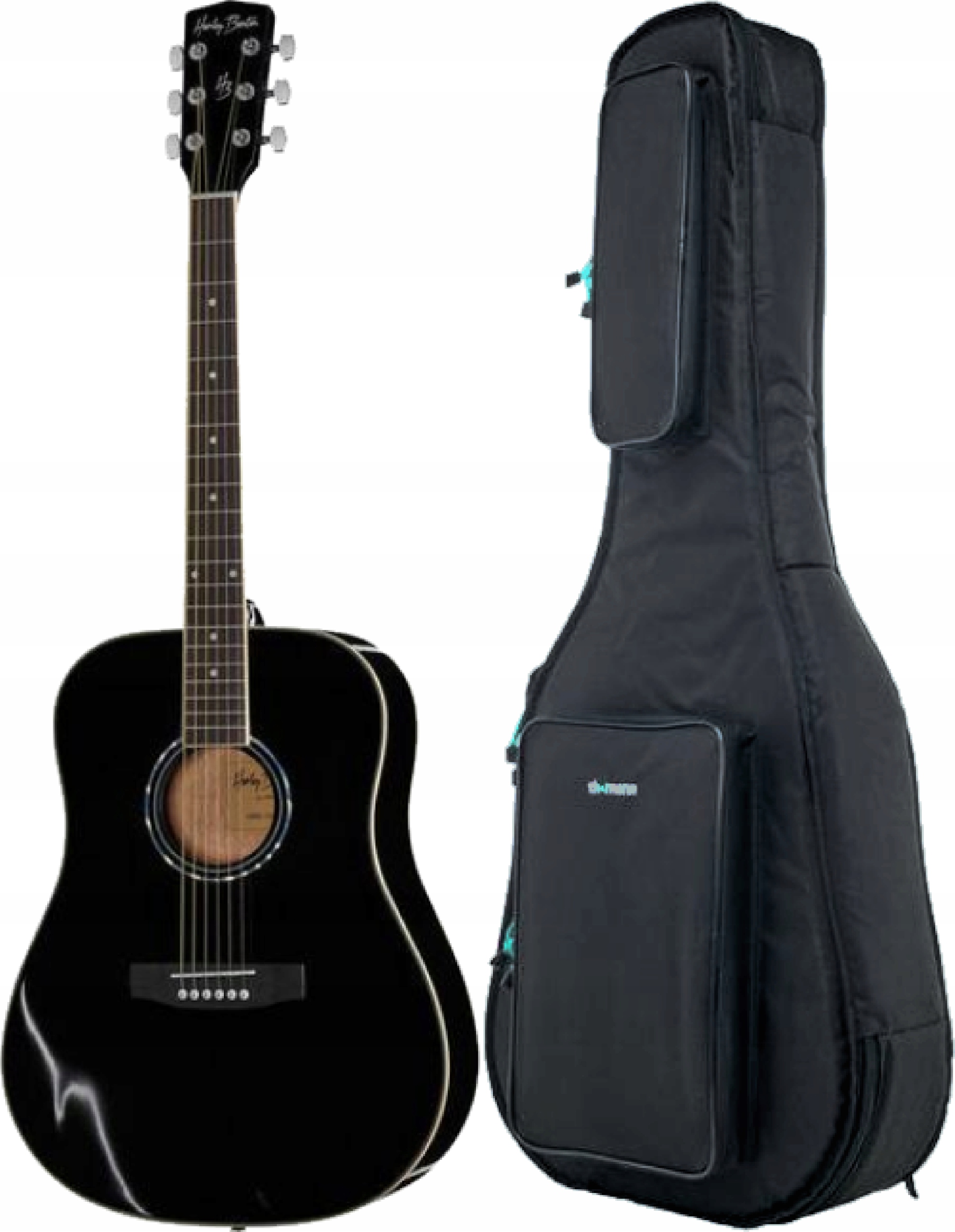 Akustická kytara Harley Benton D-120K Black Černá s pouzdrem 10 mm Set