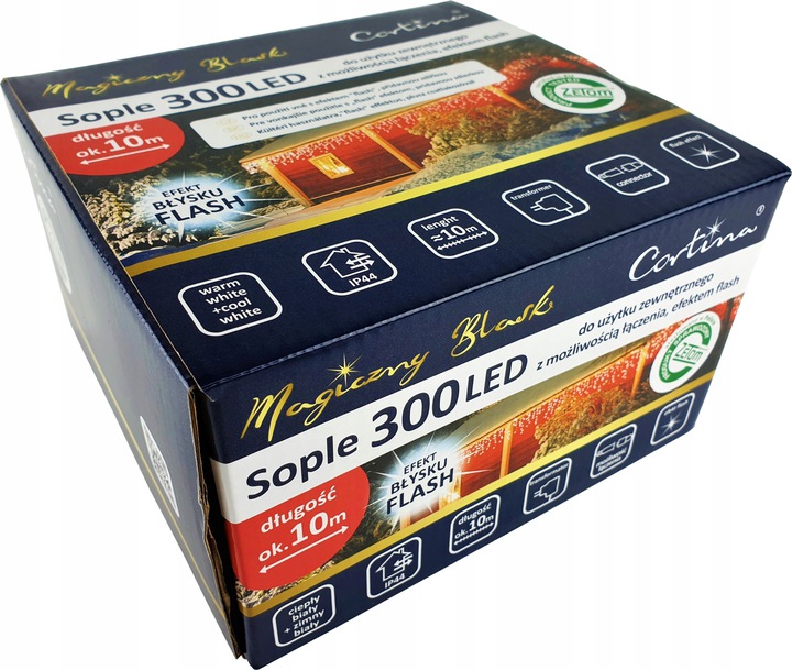 

Lampki choinkowe sople zewnętrzne LED300 Flasch Ww