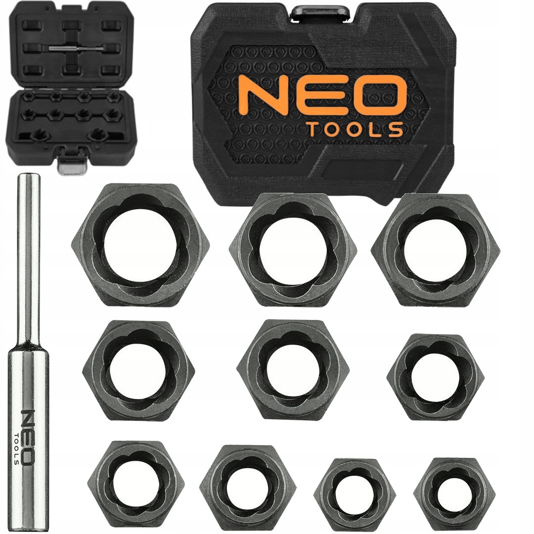 Neo Nasadki do uszkodzonych nakrętek 11szt Wykrętaki Do Śrub 11-922