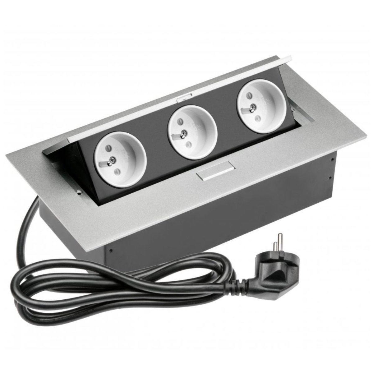 Nábytková zásuvka Power Port Gtv 3x230V hliníkový prodlužovací kabel